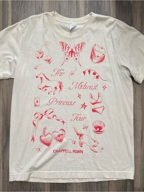 Chappell Roan official merch: The Midwest Princess Tour Pink Graphic Tee